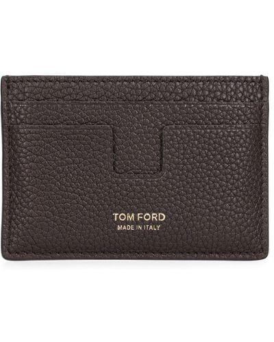 Tom Ford Soft Grain Leather Card Holder - Gray