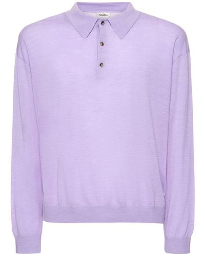 Nanushka Wool Knit L/S Polo - Purple