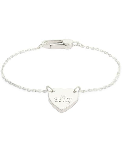 Gucci Logo Heart Chain Bracelet - White