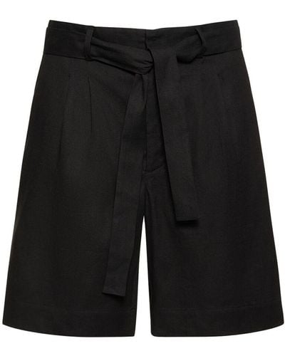 Commas Tailored Linen Blend Shorts - Black