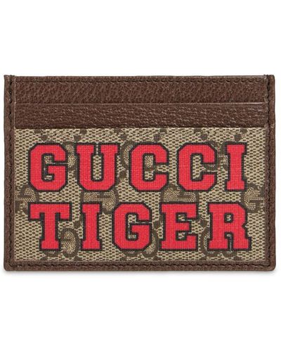 Gucci Tiger Gg キャンバスカードホルダー - ナチュラル
