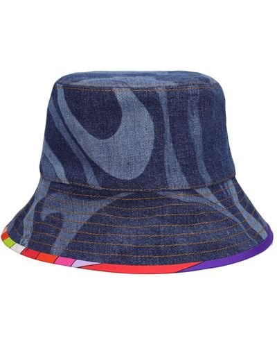 Emilio Pucci Lasered Denim Bucket Hat - Blue