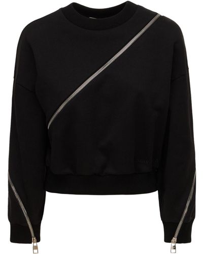 Alexander McQueen Zipped Cotton Sweatshirt - Black