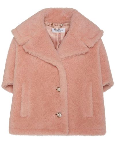 Max Mara Cambusa Wool Blend Short Sleeved Coat - Pink