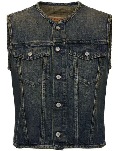 MM6 by Maison Martin Margiela Gilet bleu en denim à effet délavé - Noir