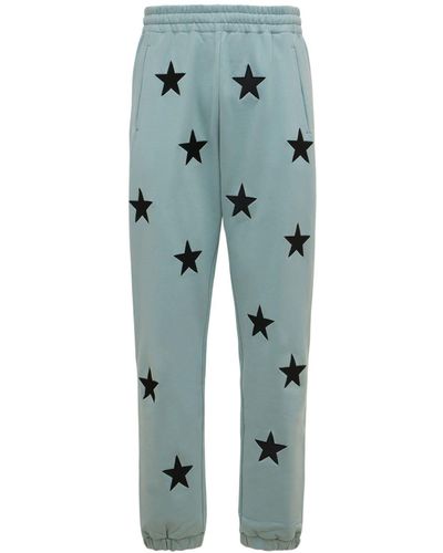 Unknown Star Embroidered Cotton Sweatpants - Blue