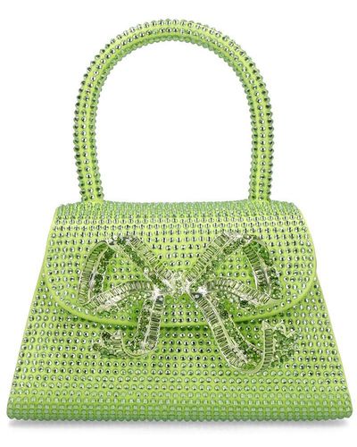 Self-Portrait Micro Crystal Embellished Silk Bag - Green