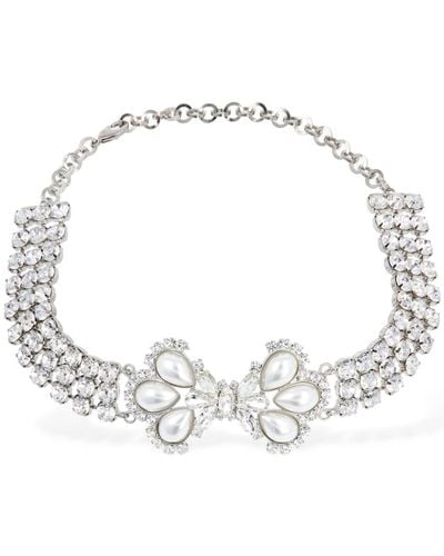 Alessandra Rich Choker con cristalli e perle d'imitazione - Metallizzato