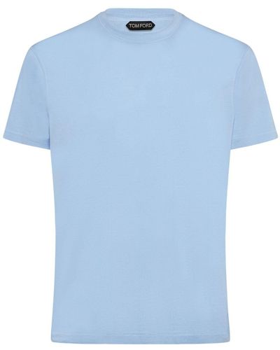 Tom Ford Lyocell & Cotton S/S Crewneck T-Shirt - Blue