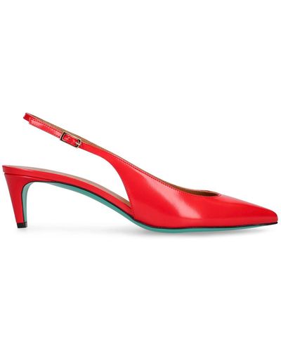 Marni 50Mm Slingback Leather Court Shoes - Red