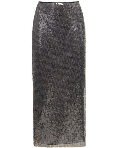 David Koma Sequin Midi Skirt - Grau