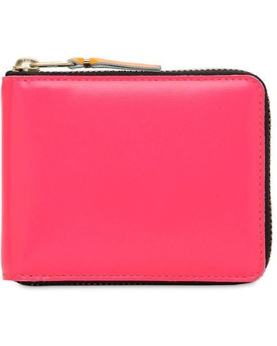 Comme des Garçons Super Fluo Leather Zip-around Wallet - Pink