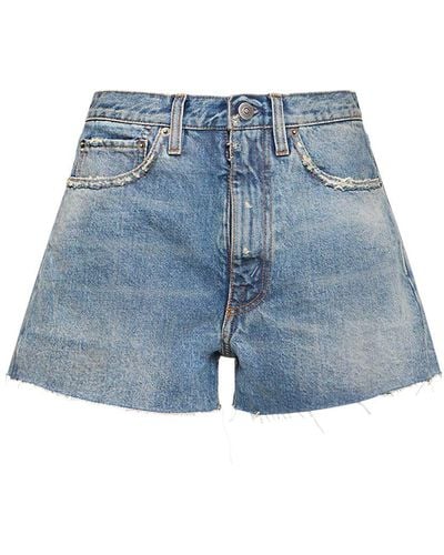 Maison Margiela Stonewashed Cotton Denim Shorts - Blue