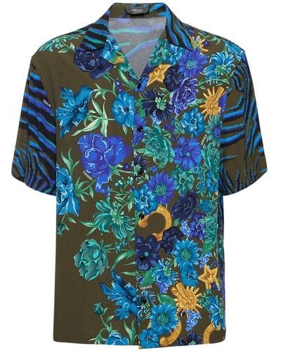 Versace Shirt With Short Sleeves - Blue
