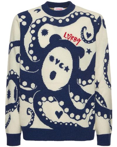 Charles Jeffrey Logo Wool & Recycled Poly Knit Jumper - Blue