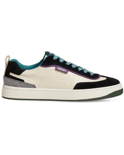 KENZO Kourt Leather Low Top Trainers - Multicolour