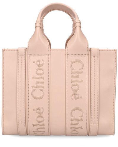 Chloé Petit sac cabas en cuir woody - Rose
