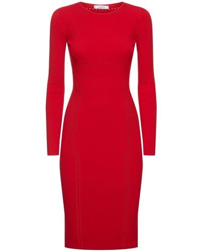 Max Mara Comica Long Sleeved Jersey Midi Dress - Red