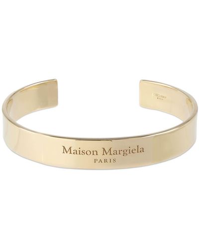 Maison Margiela Logo Engraved Thick Cuff Bracelet - Natural