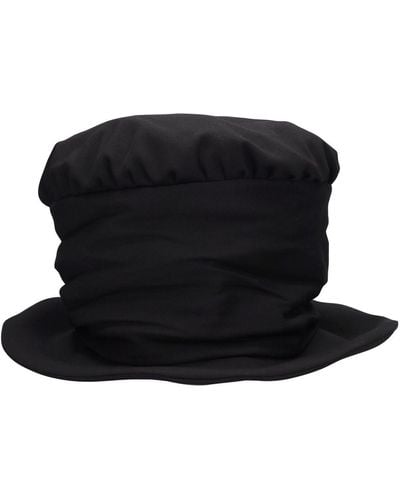 Yohji Yamamoto High Crown Gabardine Wool Hat - Black