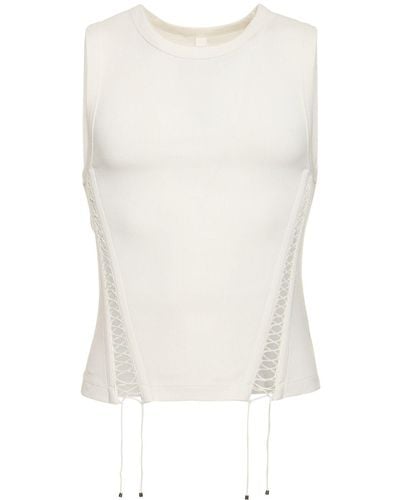 Dion Lee Tank top picot in cotone stretch - Bianco