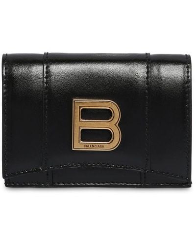 Balenciaga Hourglass Smooth Leather Mini Wallet - Black