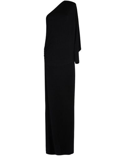 Saint Laurent Vestido drapeado con hombro descubierto - Negro