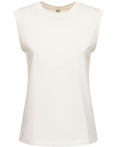Totême Sleeveless Organic Cotton Jersey Top - White