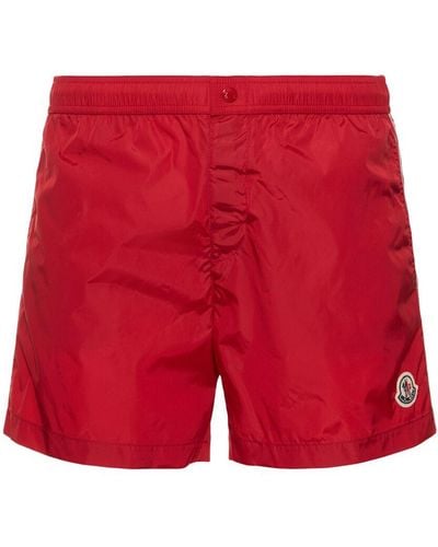 Moncler Logo Nylon Swim Shorts - Red