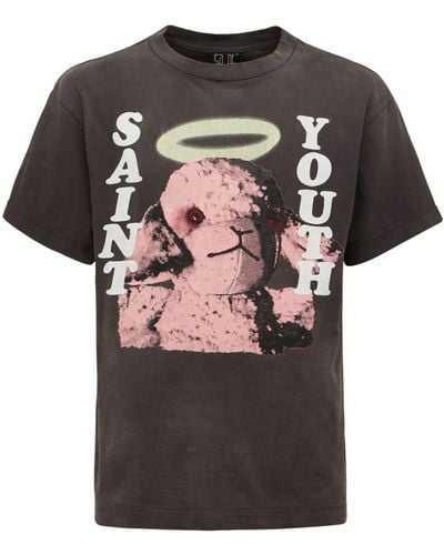 Saint Michael Saint Youth Printed Cotton T-shirt - Black