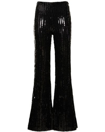 ROTATE BIRGER CHRISTENSEN Flara Sequined Flared Trousers - Black