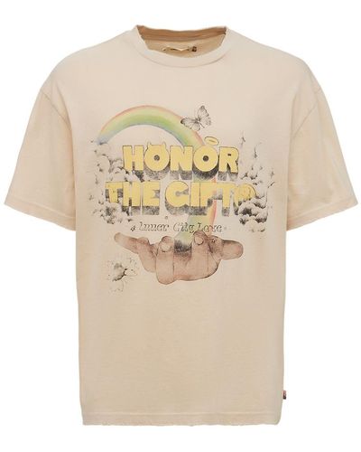 Honor The Gift T-shirt Palms In Cotone Con Stampa - Neutro