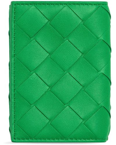 Bottega Veneta Intrecciato Leather Tiny Tri-Fold Wallet - Green