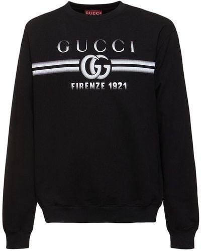 Gucci Logo Light Felted Cotton Sweatshirt - Black