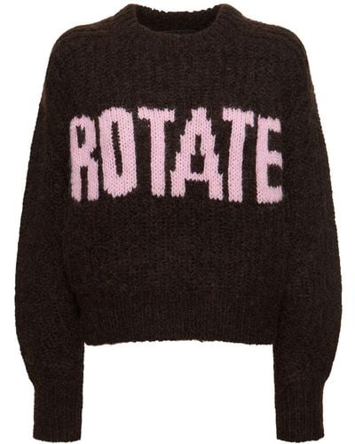ROTATE BIRGER CHRISTENSEN Shandy Firm Wool Blend Knit Sweater - Black