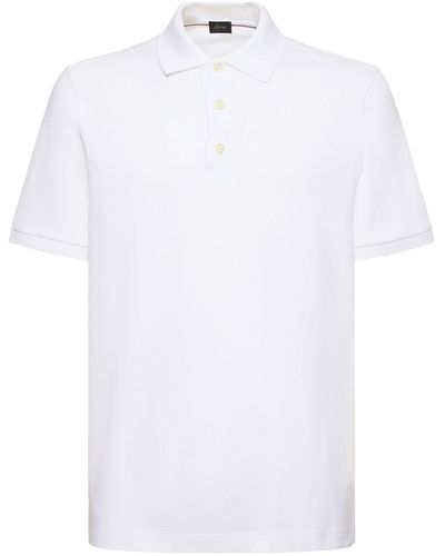 Brioni Polo de algodón piqué - Blanco