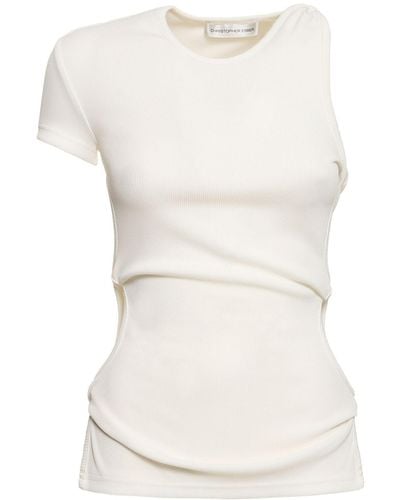 Christopher Esber Twisted Side Cutout One Short Sleeve Top - White