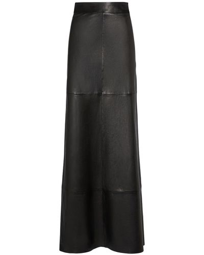Saint Laurent Leather Long Skirt - Black