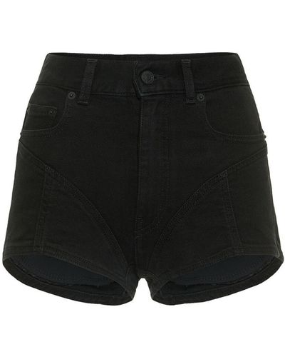 Mugler Kontrastierende Denim- Und Jersey-shorts - Schwarz