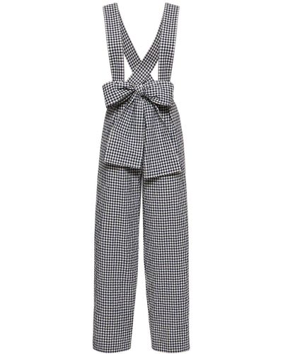 KENZO Cotton Blend Overalls W/bow - Gray