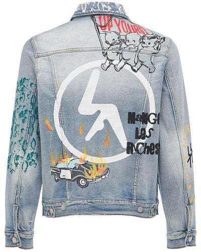 Lifted Anchors City Hall Printed Denim Jacket - Blue