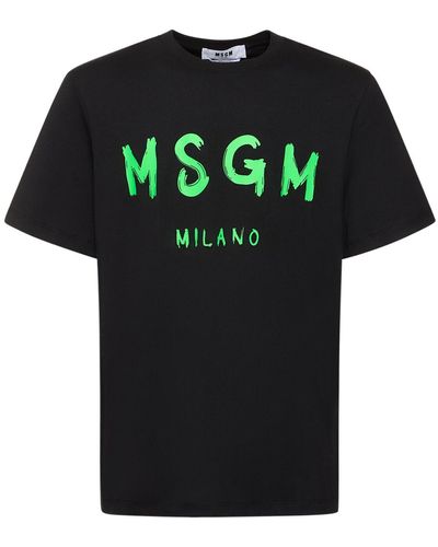 MSGM Camiseta de jersey de algodón con logo - Negro