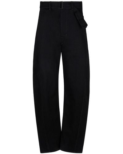 Lemaire Belted Cotton Jeans - Black