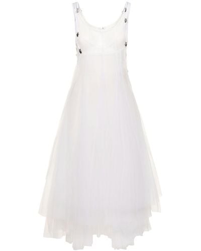 Noir Kei Ninomiya Nylon tulle & cotton mini dress - Bianco