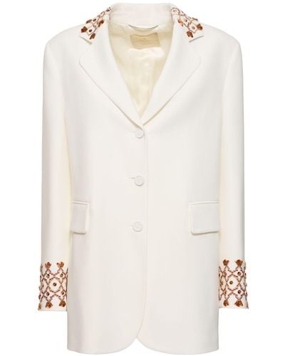 Ermanno Scervino Embroidered Double Breasted Jacket - White