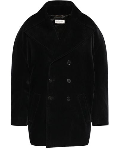 Saint Laurent Oversize Velvet Coat - Black