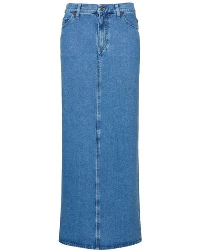 GIUSEPPE DI MORABITO Wool Blend Denim Long Skirt - Blue