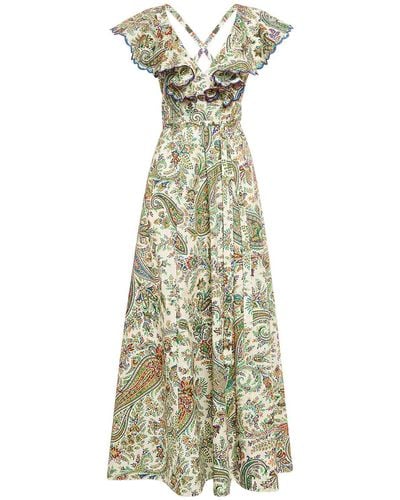 Etro Printed Cotton Crisscross Midi Dress - Multicolor
