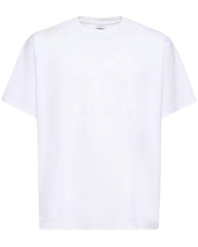 Burberry T-shirt Aus Baumwolljersey "raynerton" - Weiß