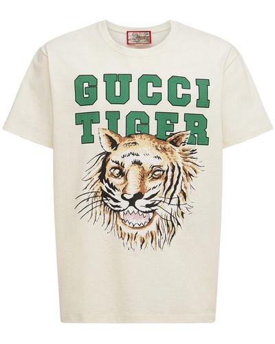 Gucci Tiger Print Cotton T-shirt - Multicolor